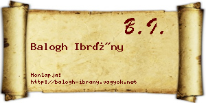 Balogh Ibrány névjegykártya